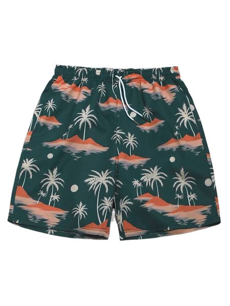 

romwe guys tropical print drawstring shorts i0bz#, White;black