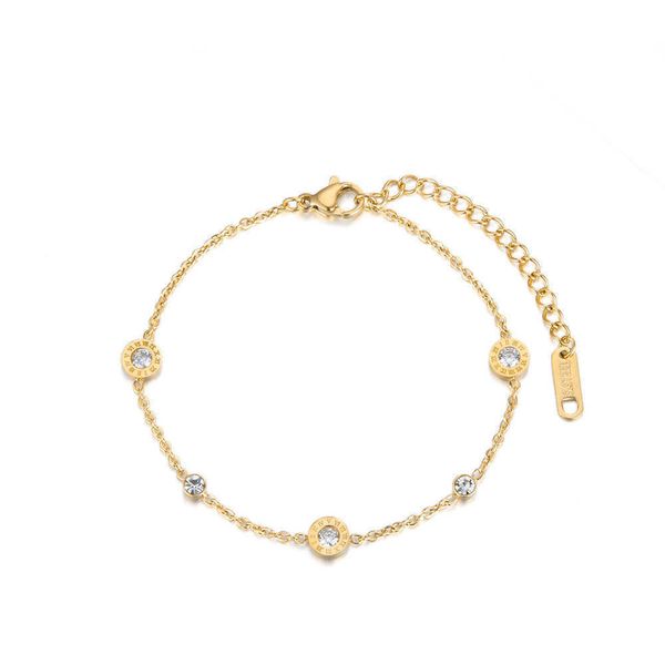 

jeemango women's chain bracelets and links with roman numerals, titanium steel jewelry, b18019, Golden;silver