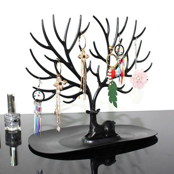 

deer earrings necklace ring pendant bracelet jewelry display stand tray tree storage racks organizer holder make up decoration 220813, Black