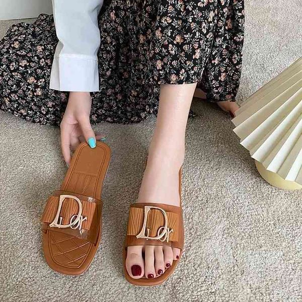 

designer shoes 2022 new square button slippers for women in summer, Black