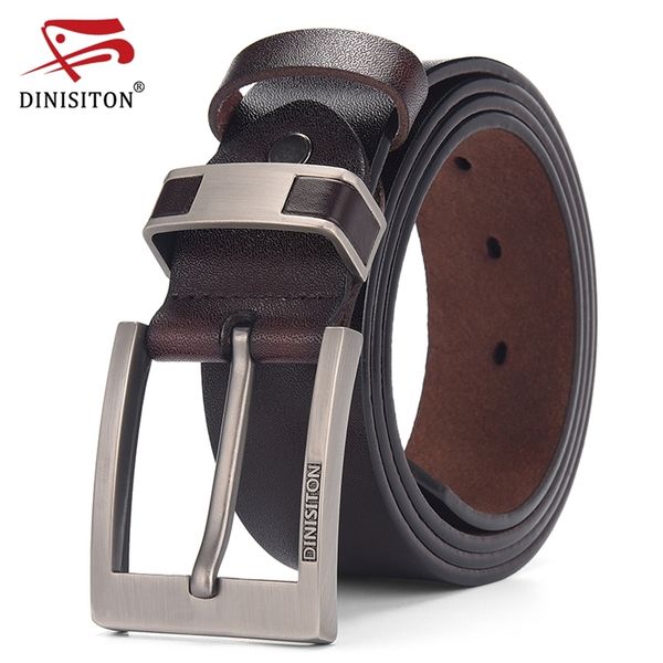 

dinisiton cow genuine leather belts for men luxury men's alloy buckle casual male vintage strap ceinture homme 220318, Black;brown