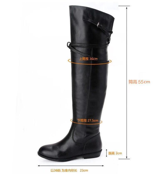 

genuine leather women boots over the knee high warm fur women winter boots warm snow booties platform boots gothic, Black;yellow