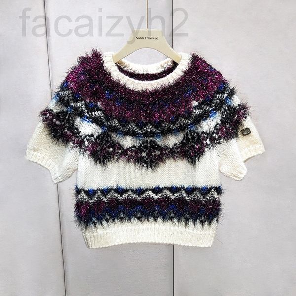

women's knits & tees designer spring festival special temperament contrast color cashmere sweater design feeling tassel wool short slee, White