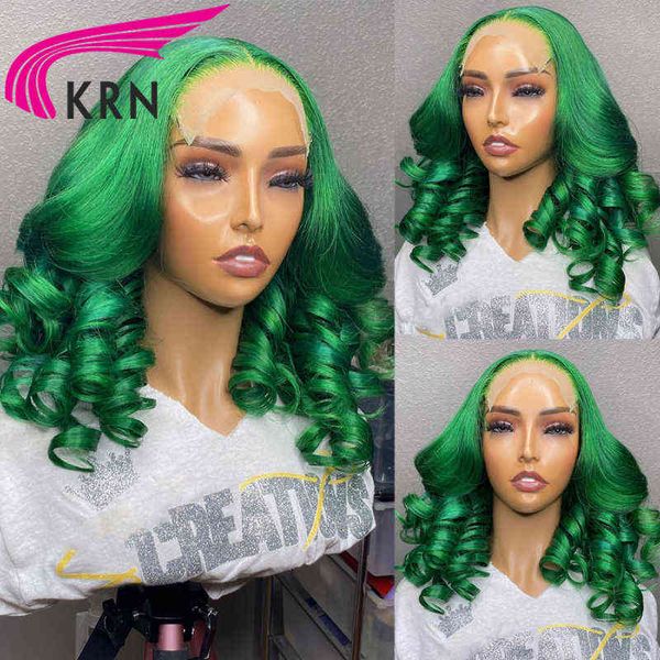 

nxy wigs colored green lace front human hair for women 180% brazalian remy wavy 4x4 13x4 preplucked220701, Black;brown