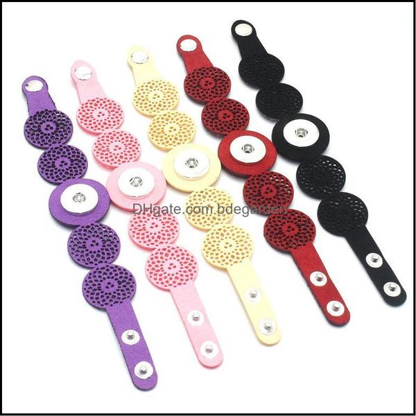 

charm bracelets jewelry round flowers 20cm adjustable snap braceletsbangles black hollow leather charms fit 18-20mm snaps button diy 7337 d, Golden;silver
