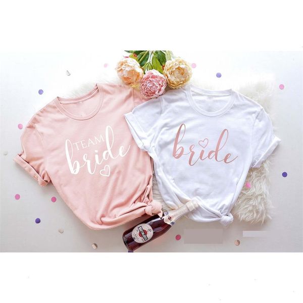 Bride and Team Womens T-shirt Bachelorette Party Tee Bridal Shower Shower Moda Feminista Tops T9WI