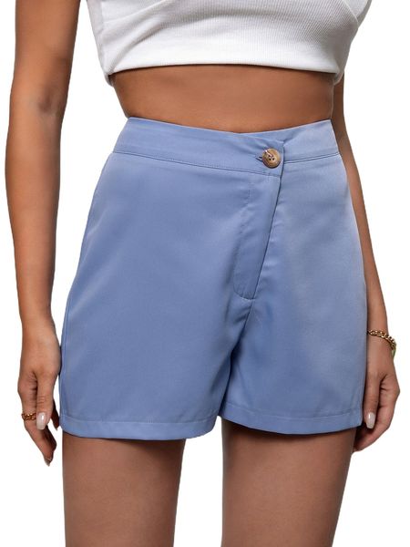 

solid button wide leg shorts x1iw#, White;black