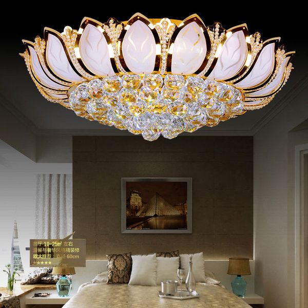 Lampadari di cristallo rotondi moderni D45cm D50cm D60cm Lampada da soffitto per montaggio a filo E14 Illuminazione per interni domestici