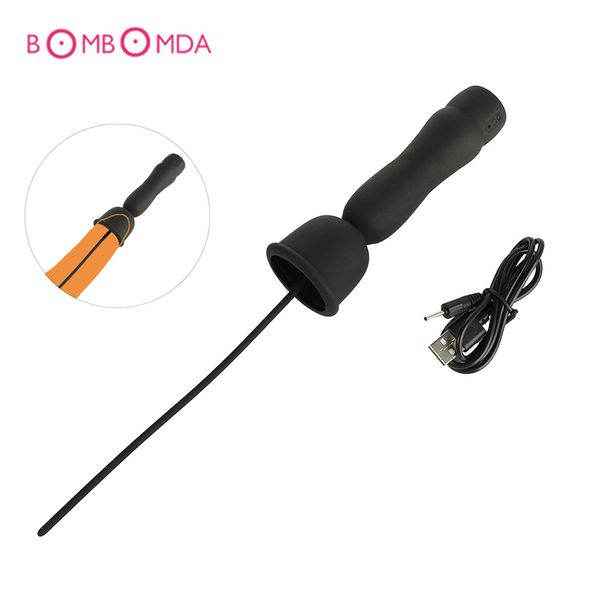 Silicone vibratória uretral cateter plug plug dilator vibrador produtos adultos brinquedos sexy para homens sons tiro erótico de castidade masculina brinquedo erótico