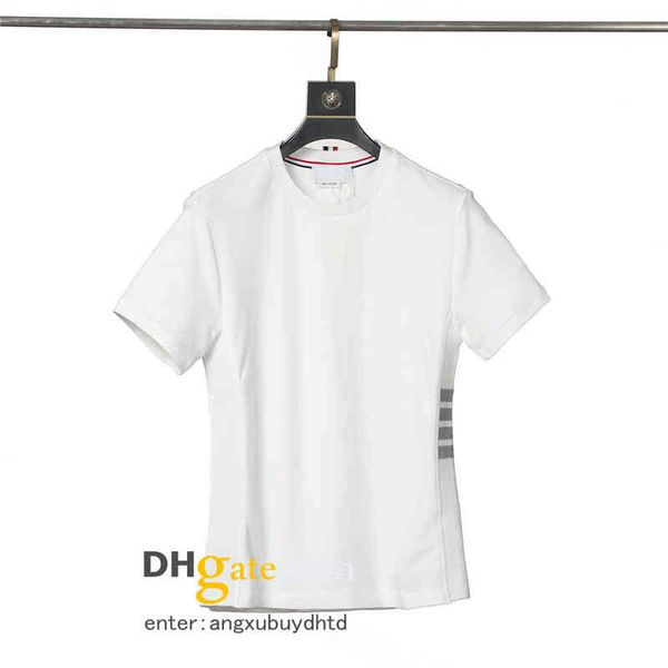 

men's tee tb short sleeve spring summer new four bar stripe t-shirt designer classic simple knitted cotton literary ins street hip-hop, White;black