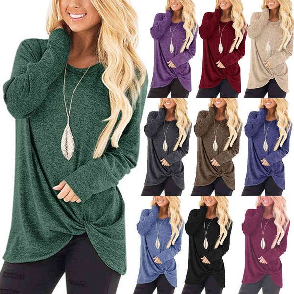 

women's t-shirt 2022 autumn and winter women's long sleeve round neck t-shirt kink sweater binp, White