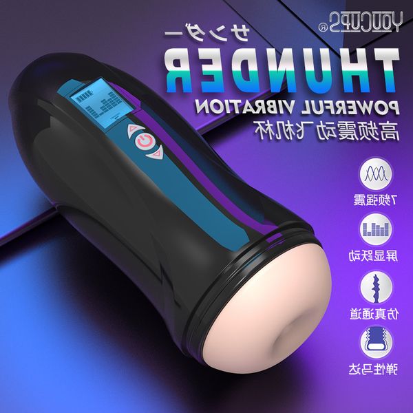 

50% off discount youcups youkeshi flash liquid crystal display aircraft cup men's masturbator vibration cup fun products couple's, White