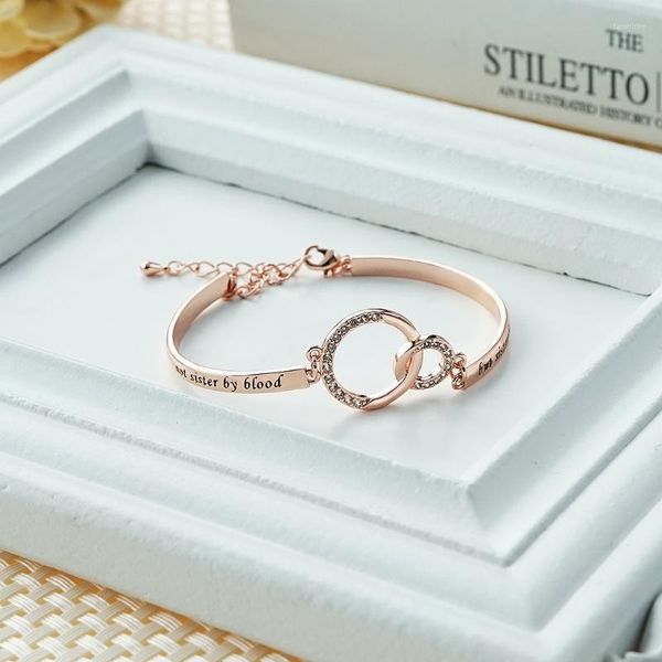 Acessórios da cadeia de links simples shinestone pêssego pulseira de coração boa irmã namorada presente feminino corrosão letras cotail22