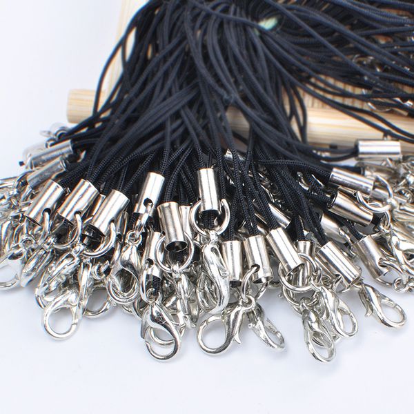 

black wax leather lobster buckle snake necklace bracelet 7cm cord string rope wire diy jewelry hook lanyard chain pendant mobile phone ropes, White;red