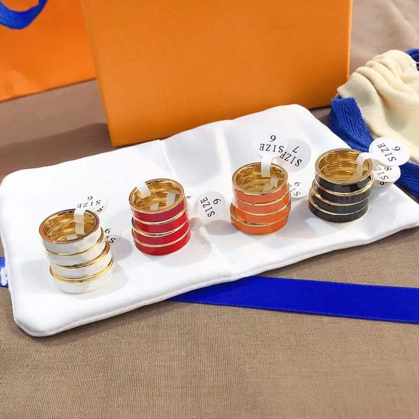 

designer stainless steel band rings fashion jewelry men's wedding promise ring women's gifts with logo, boxes and bags, Silver