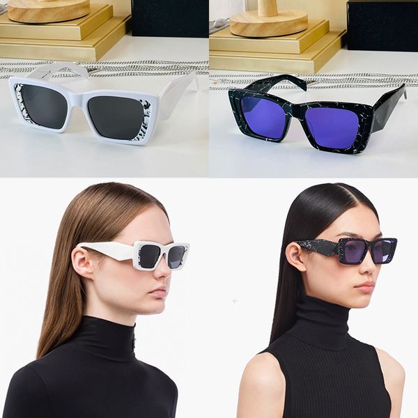 

Brand designer sunglasses men women tradizionale logo triangolo Occhiali da sole acetate Square rectangle Frame gradual UV400 PR08YS outdoor casual eyeglasses