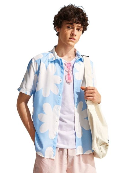 

men floral print shirt without tee z2c5#, White;black