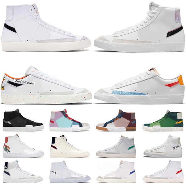 

og blazer mid 77 vntage men women casual shoes high low white black white indigo multi color arctic punch pine green mens trainers platform