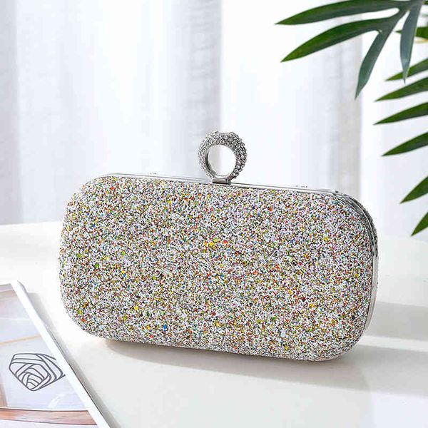 

designer cc even bag woman diamond ring glittering pastel pu hand holding banquet dress fashion bag girl cheongsam woman diagonal cross bag