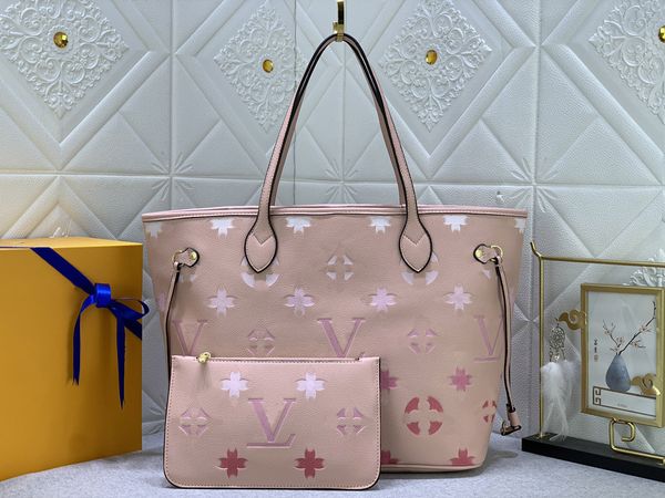 

tz designer totes fashion shoulder bag lady large capacity shopping bag luxury genuine leather handbag zipper wallet purses 2 piece set hand