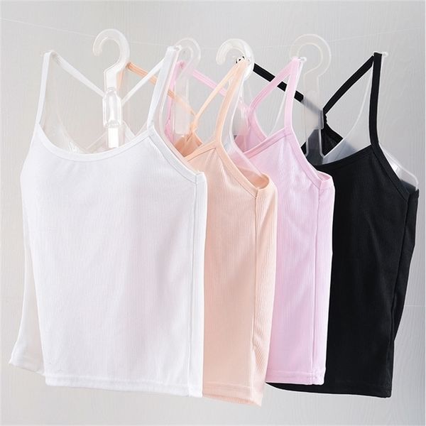 

style summer tshirt cotton back sport halter vest woman clothing 8812# 220325, White