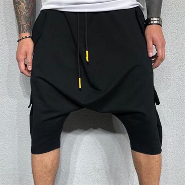 Pantaloni Harem da uomo Moda estiva Pantaloni cargo microelastici regolabili in morbido misto cotone con cavallo basso per abbigliamento estivo da uomo 220704