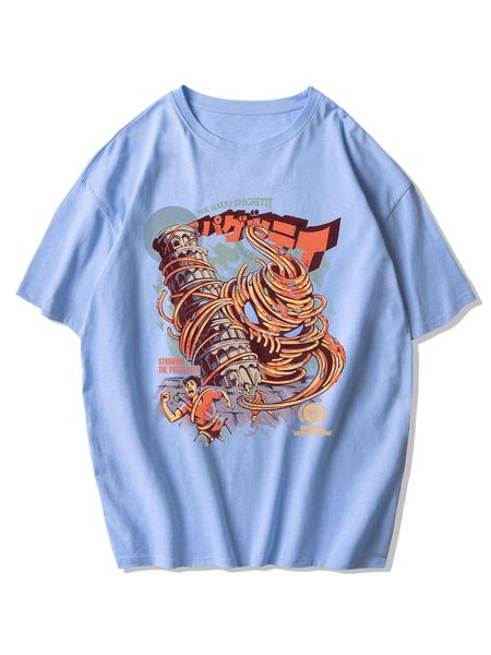 

romwe x ilustrata guys cartoon graphic tee k66s#, White;black