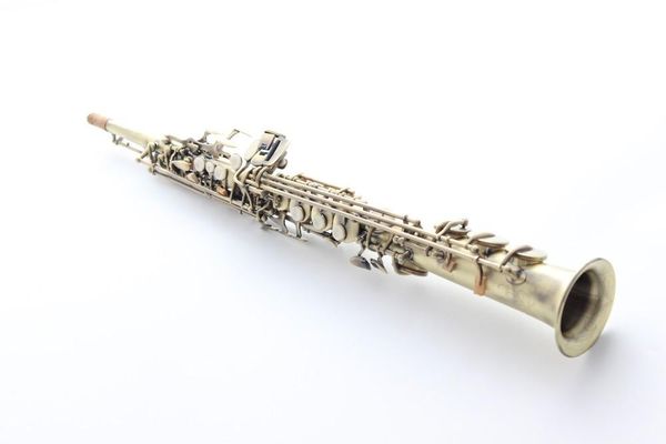 

new custom series unbranded straight pipe soprano b b saxophone pearl buttons brass antique copper sax