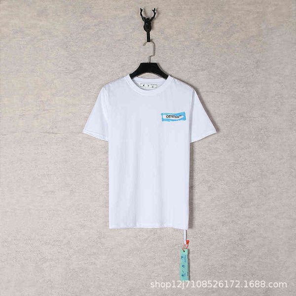 

factory direct sales new brand short sleeve wholesale 2022 summer light marker depicting pattern men's women's round neck t-shirt, White;black