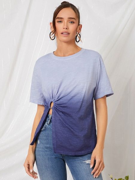 

ombre o-ring slit hem tee 33nl#, White