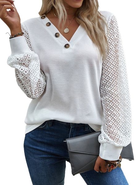 

button front drop shoulder tee 84q0#, White