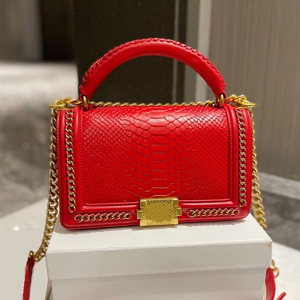 

ladies classic flap serpentine lambskin boy bags 5 colors choose plait handle totes gold chain braid adjustable shoulder strap designer hand