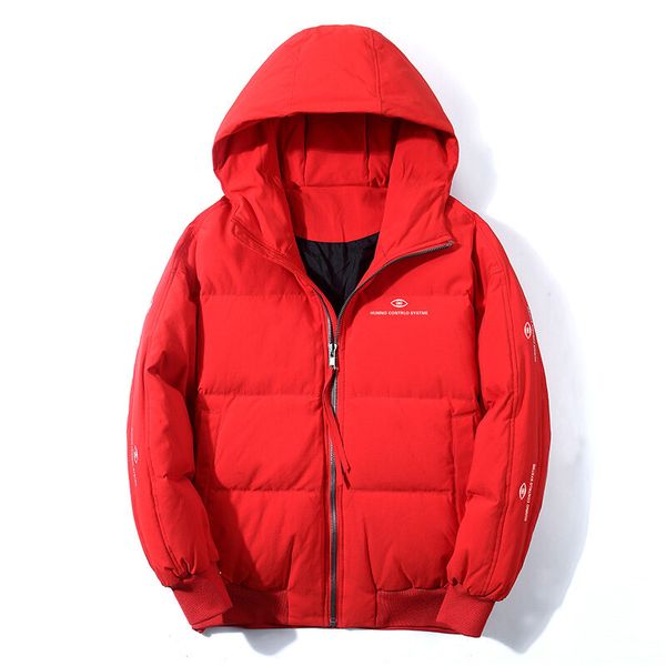 

new down jacket mens short street wear loose bread coat thickened cold proof warm coat, Black
