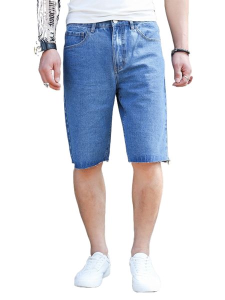 

men frayed hem bermuda denim shorts h4f3#, White;black