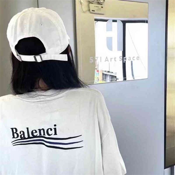 

2022 new special offer summer fashion lime white cola wave letter embroidery short sleeve t-shirt for men and women
