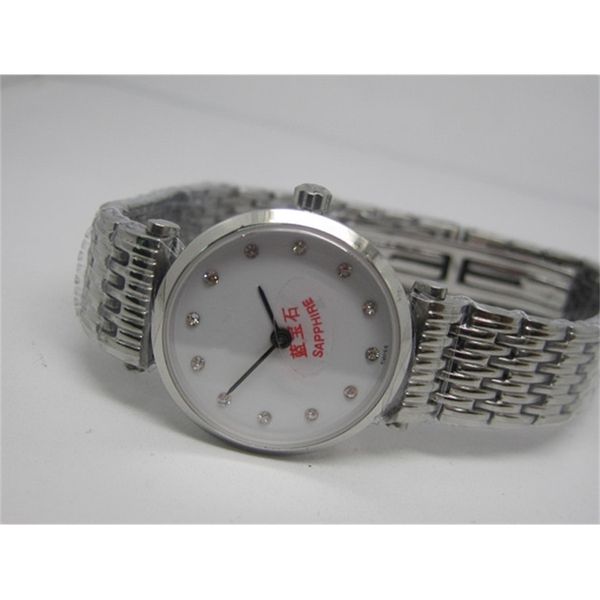 

watches luxury female stainless steel white dial quartz watch sapphire glass 08, Slivery;black