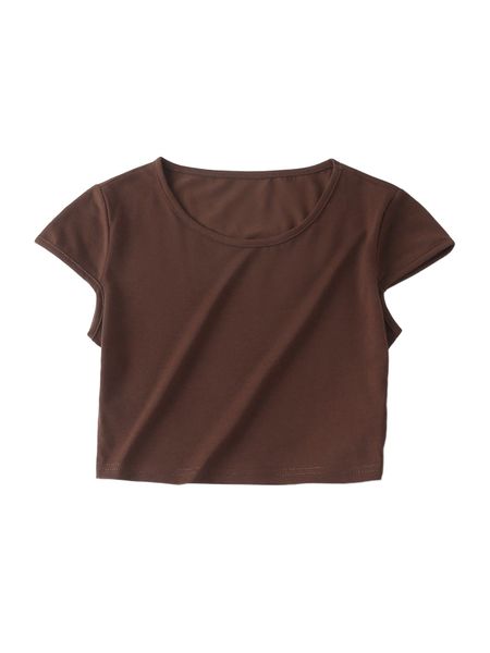 

cap sleeve solid crop tee o7p8#, White