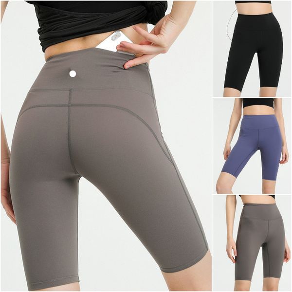 LU-YK03 Roupa feminina de ioga para corrida, shorts finos para exercícios, adulto, cintura alta, calças curtas, roupas de fitness, meninas, calças justas elásticas, roupas esportivas, secagem rápida