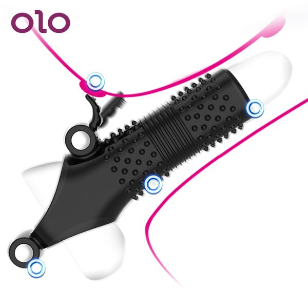 OLO Cock Sleeve Penis Vibrating Ring G spot Stimolatore Vibratore Dick Ingrandimento Extender Strap On Eiaculazione Ritardo Giocattoli sexy