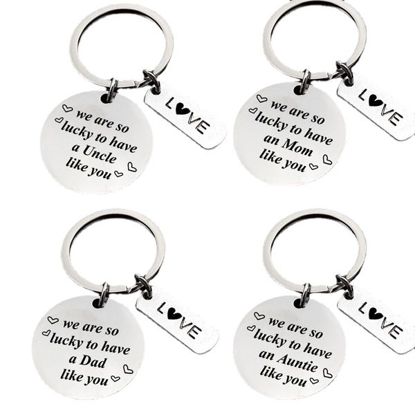 

love we are so auntie/mom/dad metal letter key chain rings for men women car keys ring pendant thank you mother's day birthday gift who, Slivery;golden