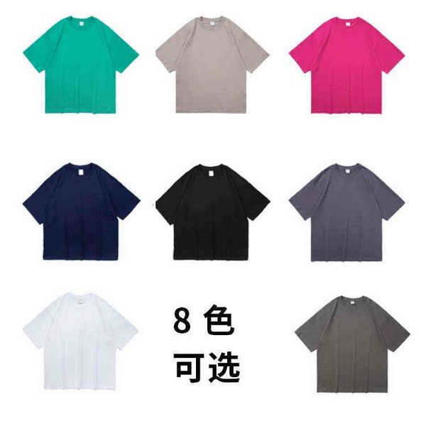 

new 16 thread count 240g large t-shirt combed cotton large drop shoulder printed t-shirt hip hop high street, White;black