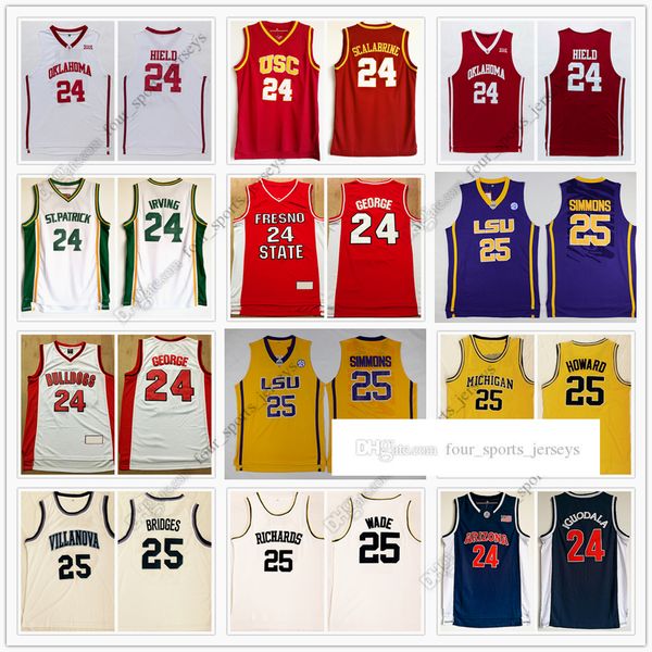 Jersey de basquete da NCAA Iguodala Scalabrine Hield Kyrie Irving Paul George Dwight Howard Dwyane Wade Mikal Simmons Hardaway High Quality 1Jerseys