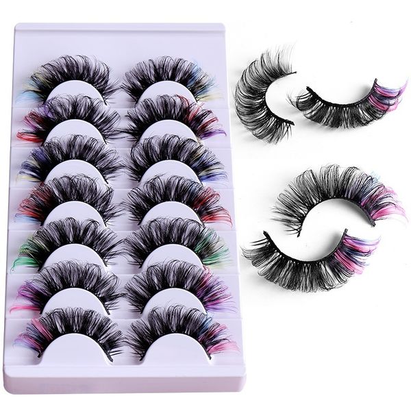 

Fashion Color Thick Curled False Eyelashes Extensions Soft and Light Handmade Reusable Multi-layer 3D Mink Fake Lashes Easy to Wear Makeup for Eyes