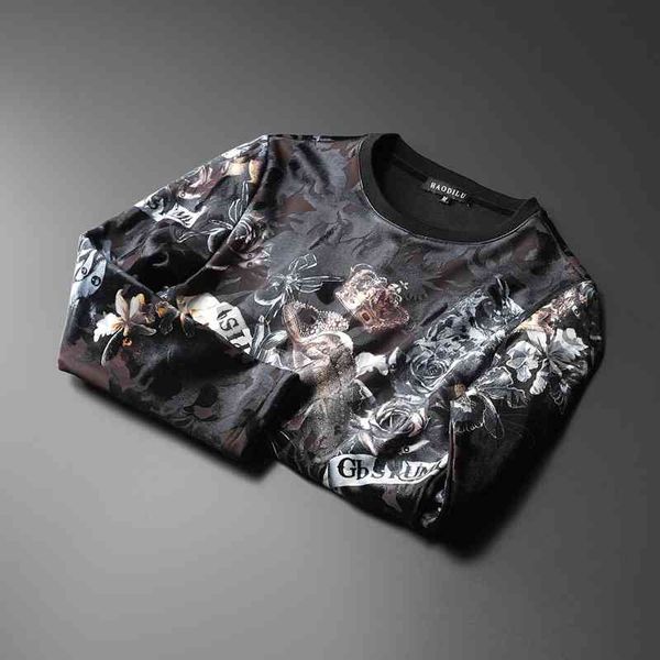 

men's luxury fashion brands menswear and new trend thickened printed long, Black