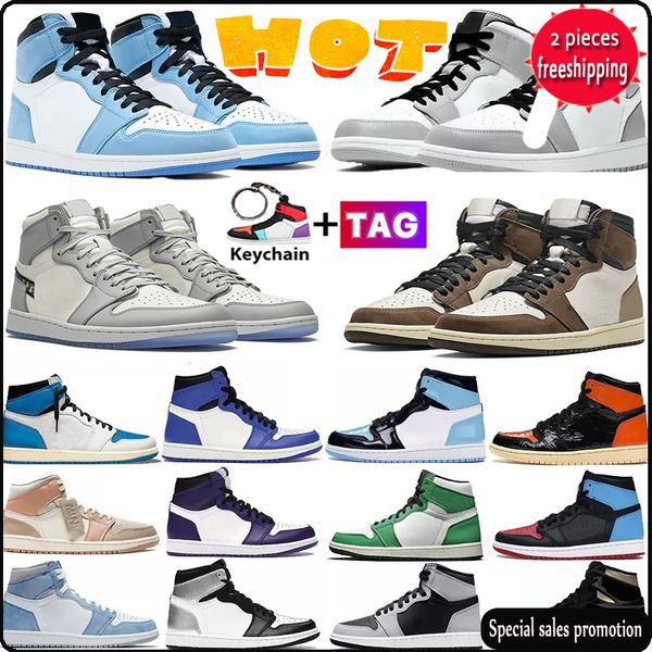 

2022 new jumpman 1 1s basketball shoes men women black white heritage bred patent university blue hype royal dark mocha shadow mens trainer