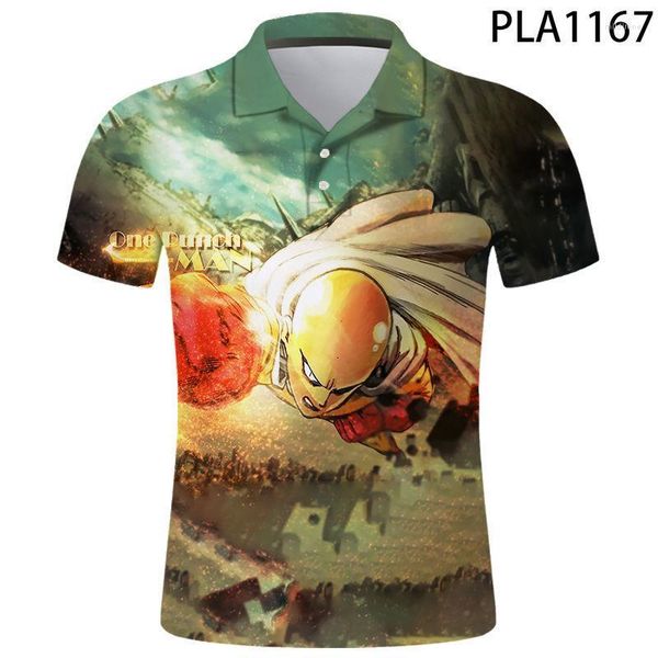 Polo da uomo Summer One Punch-Man Manica corta Homme Streetwear Uomo Camisas Ropa Camicia stampata 3D Moda Casual HarajukuMen's Men's Men's Mil