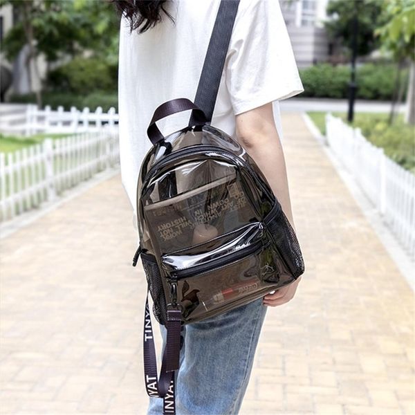 

school bags fashion clear pvc women backpack trend transparent solid backpac 220823