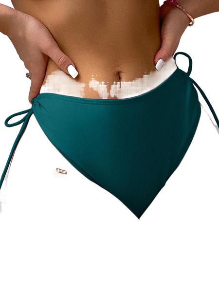 

drawstring side high waisted bikini bottom g0ab#, White;black