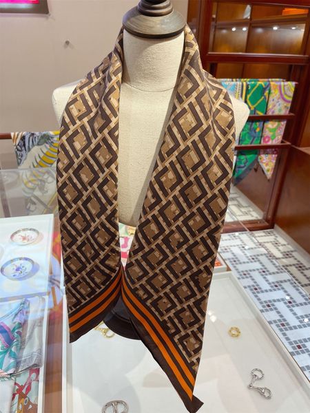 

new designer small women's scarf luxury silk scarf letter print silk shawl fashion accessory women's bandana size 90x90 cm, Blue;gray