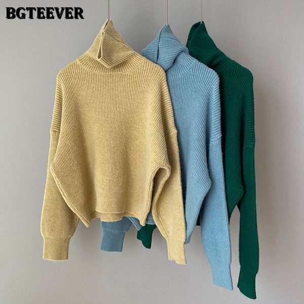 

casual loose turtleneck sweaters for women 2021 autumn winter ladies knitwear full sleeve women knitted jumpers, White;black
